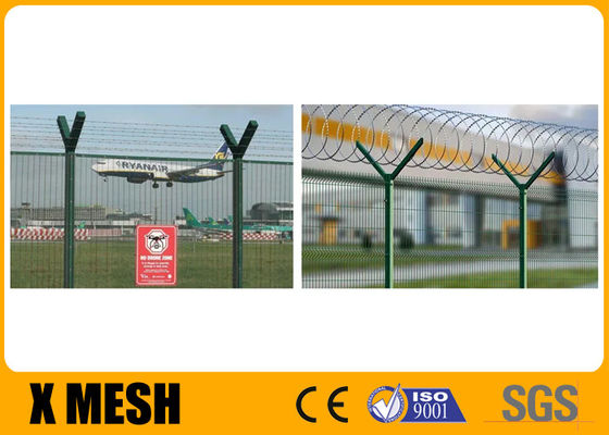 حصار مش فلزی سه بعدی V با امنیت بالا پودر سبز پوشش داده شده برای زمین های فرودگاهی