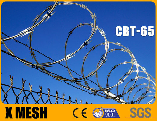 CBT 65 نوع سیم کنسرتینا با مواد SUS 304 ضخامت 0.5mm برای حصار امنیتی